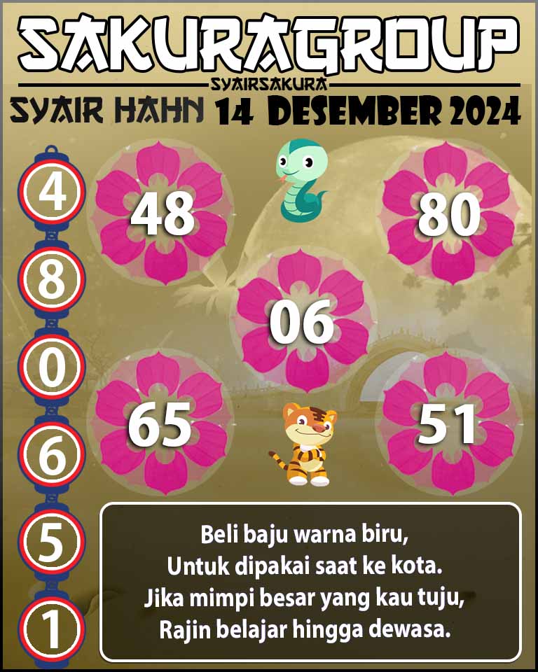 PREDIKSI SYAIR TOGEL HAHN 14 DESEMBER 2024