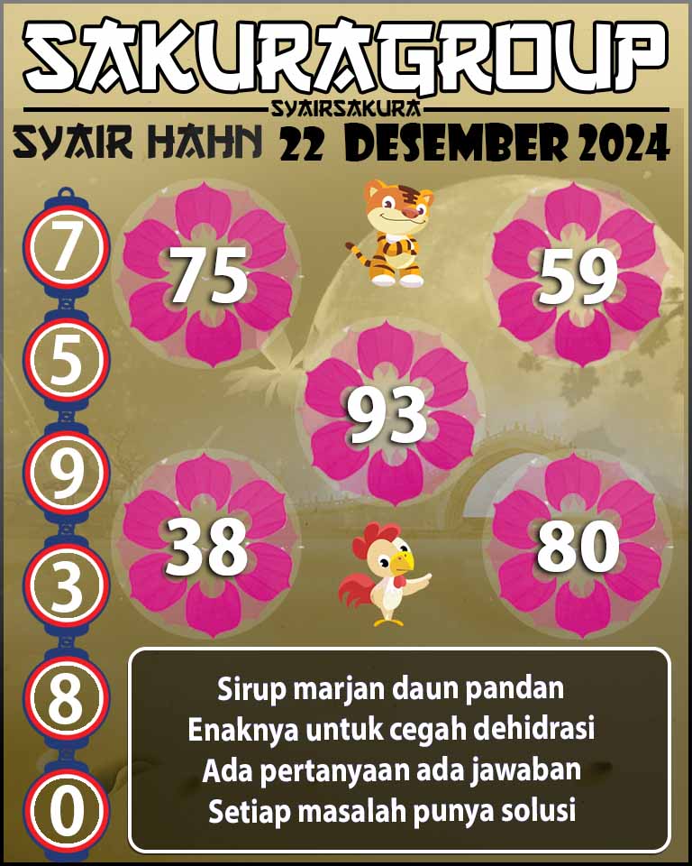 PREDIKSI SYAIR TOGEL HAHN 22 DESEMBER 2024