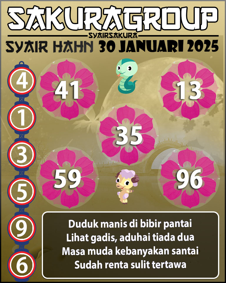 PREDIKSI SYAIR TOGEL HAHN 30 JANUARI 2025